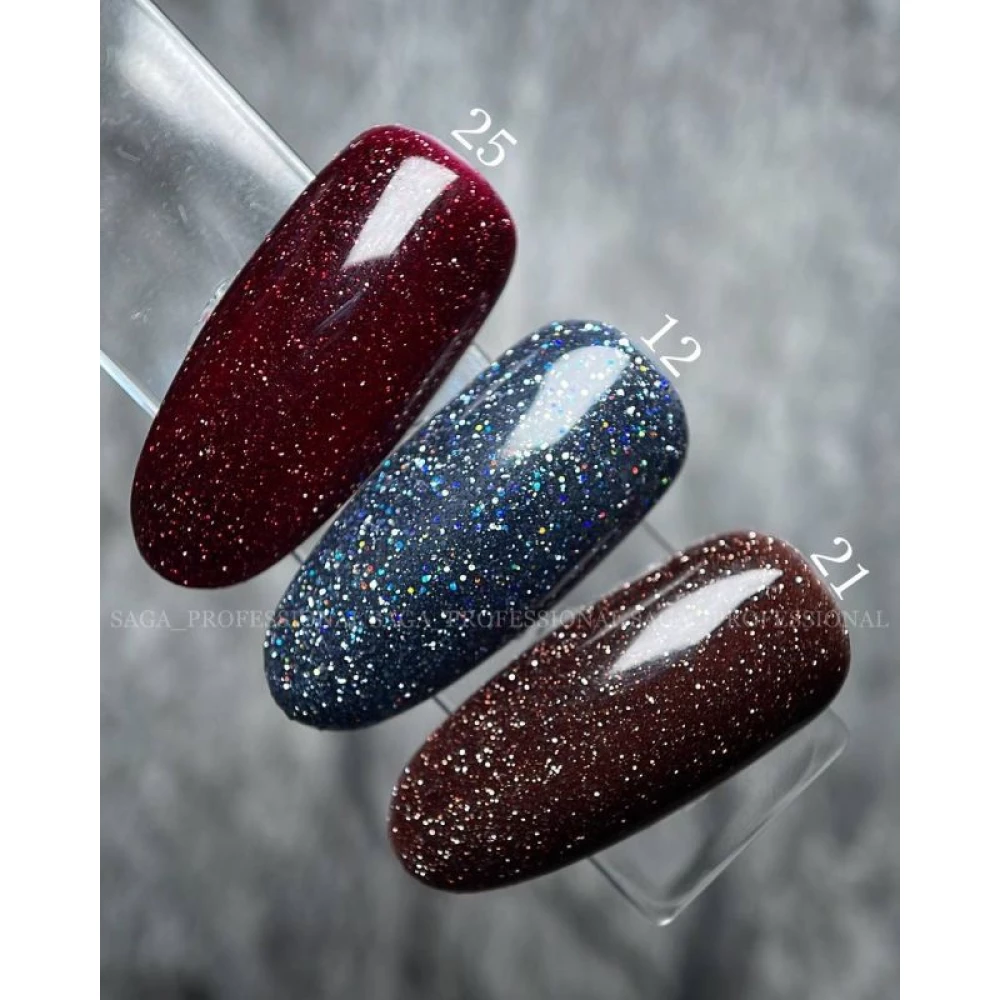 SAGA professional Гель-лак Fiery gel 25 (гранатовый с микроблеском, светоотражающий), 10 мл