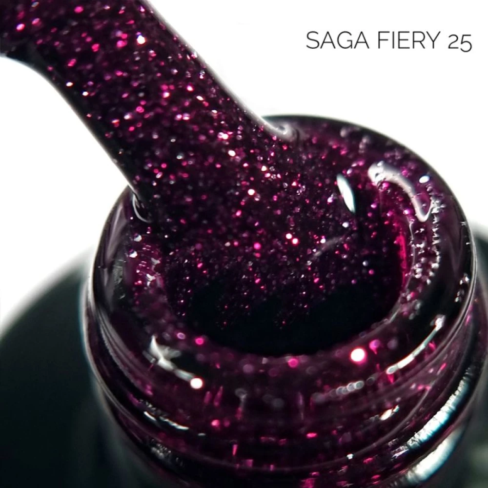 SAGA professional Гель-лак Fiery gel 25 (гранатовый с микроблеском, светоотражающий), 10 мл