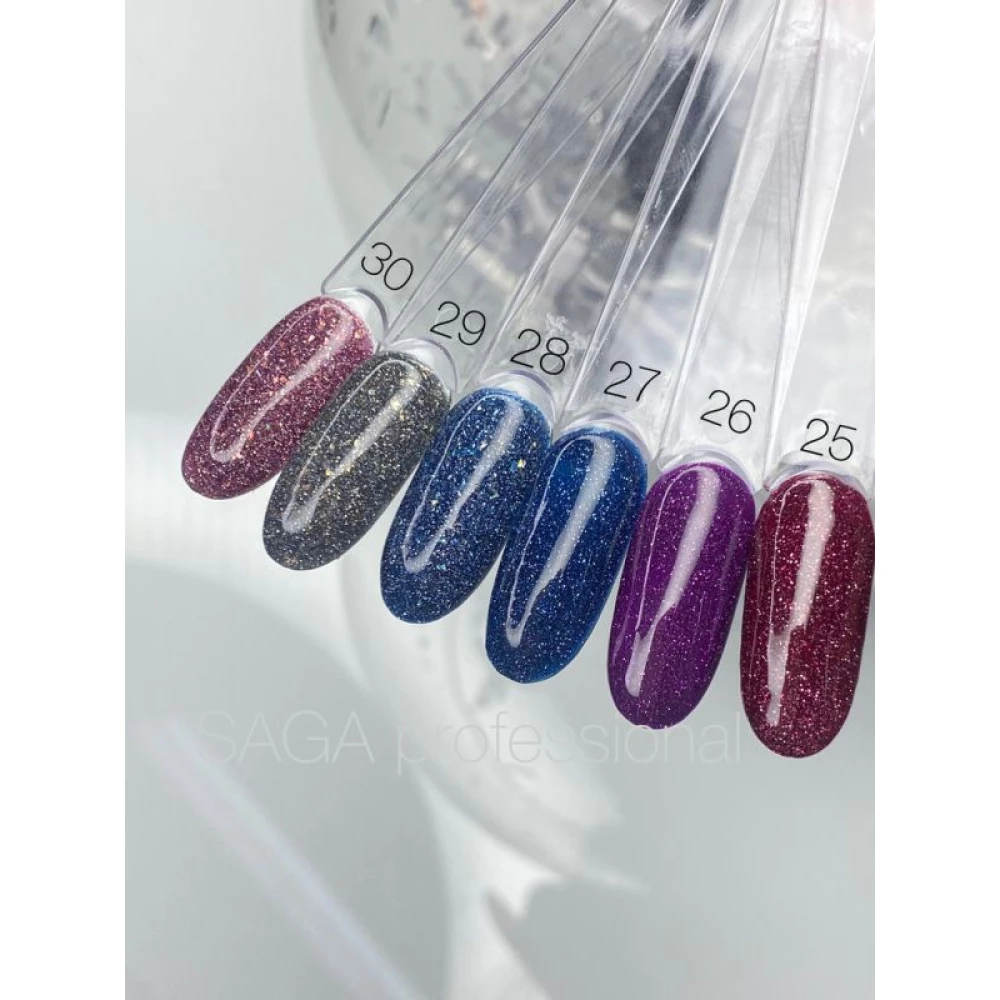 SAGA professional Гель-лак Fiery gel 26 (фиолетовый с микроблеском, светоотражающий), 9 мл