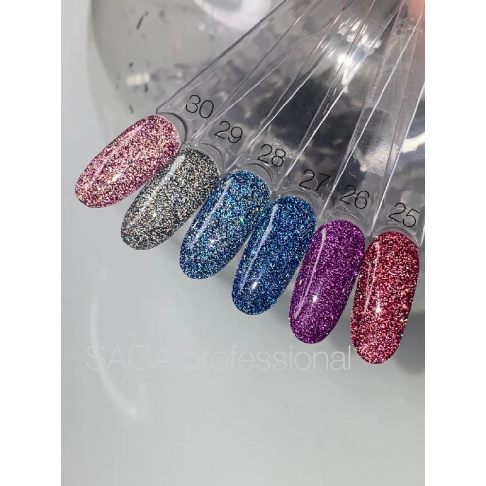SAGA professional Гель-лак Fiery gel 26 (фиолетовый с микроблеском, светоотражающий), 9 мл