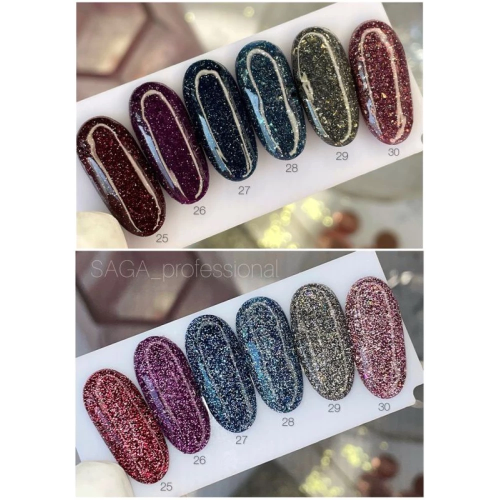 SAGA professional Гель-лак Fiery gel 26 (фиолетовый с микроблеском, светоотражающий), 9 мл