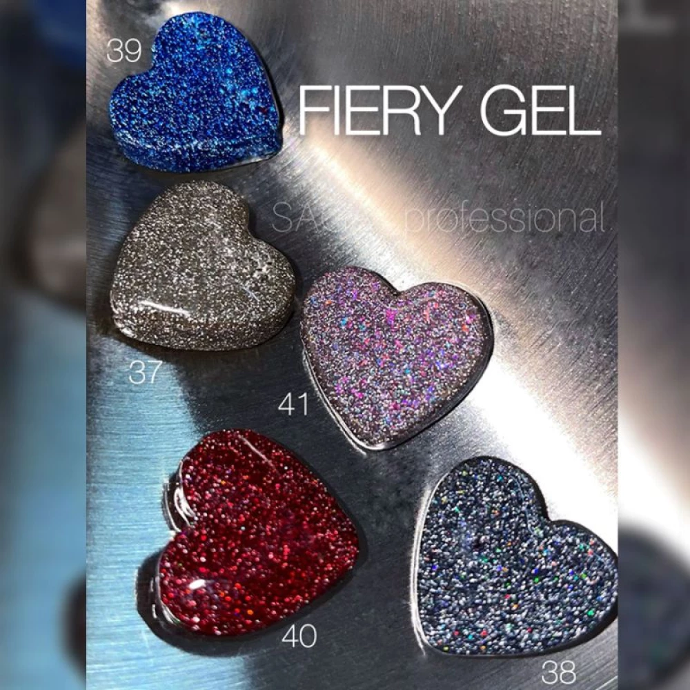SAGA professional Гель-лак Fiery gel 40 (красно-бордовый с микроблеском, светоотражающий), 10 мл