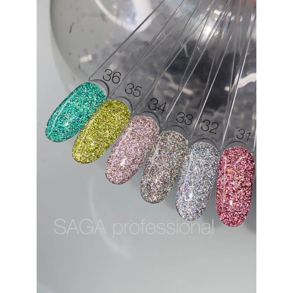 SAGA professional Гель-лак Fiery gel 33 (кофейно-серый с микроблеском, светоотражающий), 9 мл
