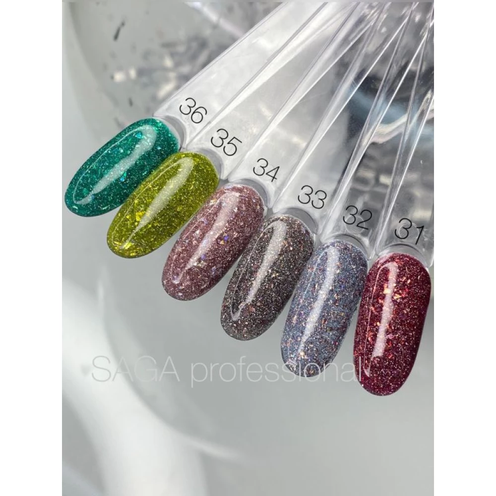 SAGA professional Гель-лак Fiery gel 33 (кофейно-серый с микроблеском, светоотражающий), 9 мл