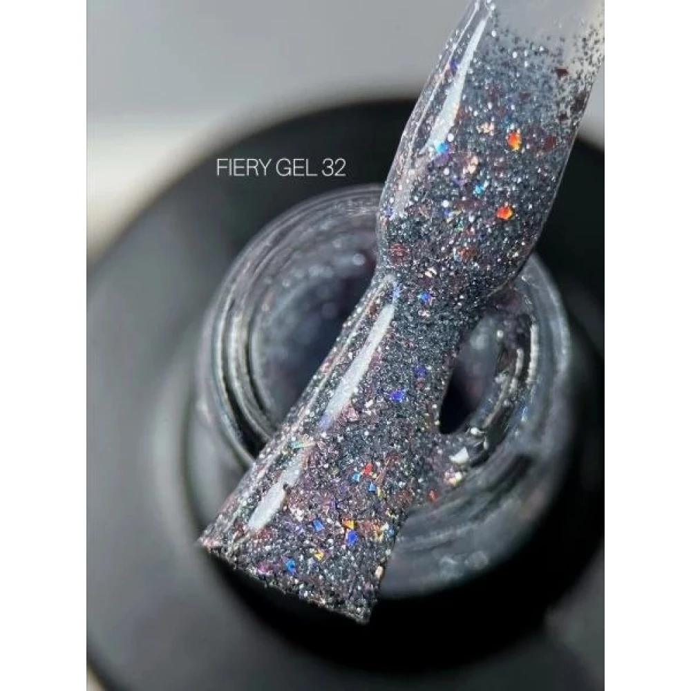 SAGA professional Гель-лак Fiery gel 32 (серебристый с микроблеском, светоотражающий), 10 мл