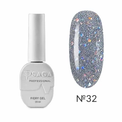 SAGA professional Гель-лак Fiery gel 32 (серебристый с микроблеском, светоотражающий), 10 мл SAGA professional Гель-лак Fiery gel 32 (серебристый с микроблеском, светоотражающий), 10 мл