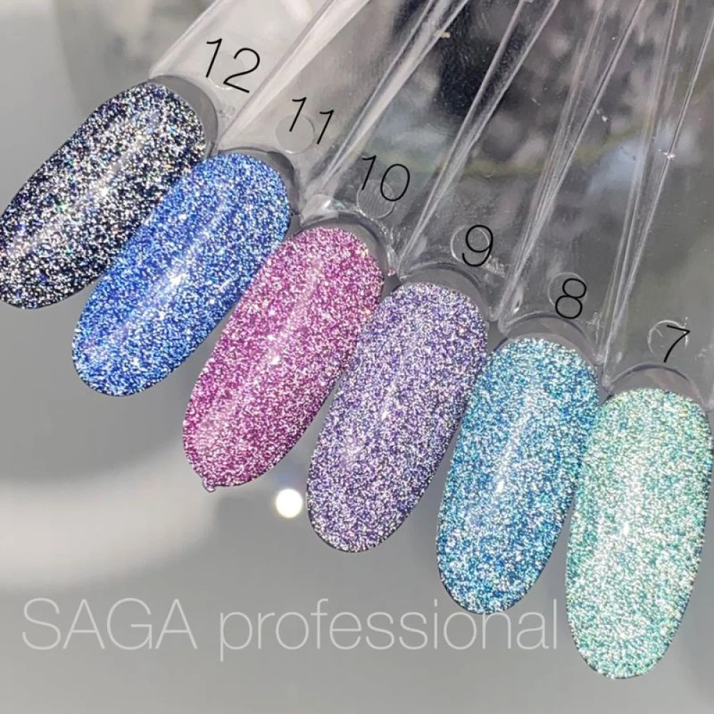 SAGA professional Гель-лак Fiery gel 10 (розовый с микроблеском, светоотражающий), 10 мл
