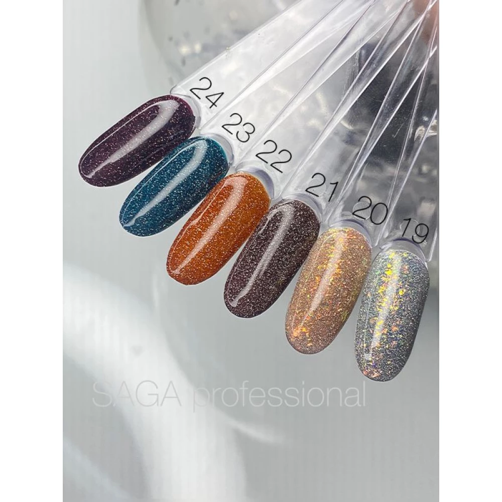 SAGA professional Гель-лак Fiery gel 23 (темно-бирюзовый с микроблеском, светоотражающий), 10 мл