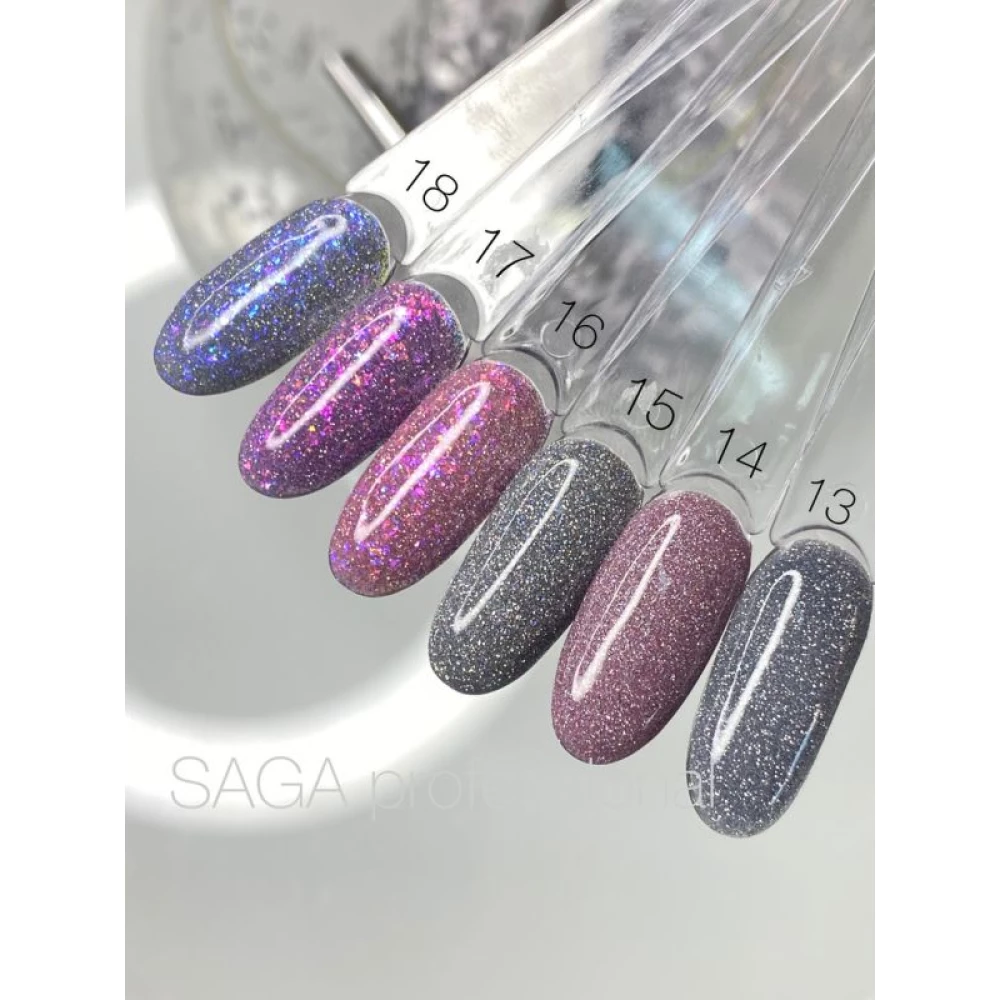 SAGA professional Гель-лак Fiery gel 14 (нежно-розовый с микроблеском, светоотражающий), 9 мл