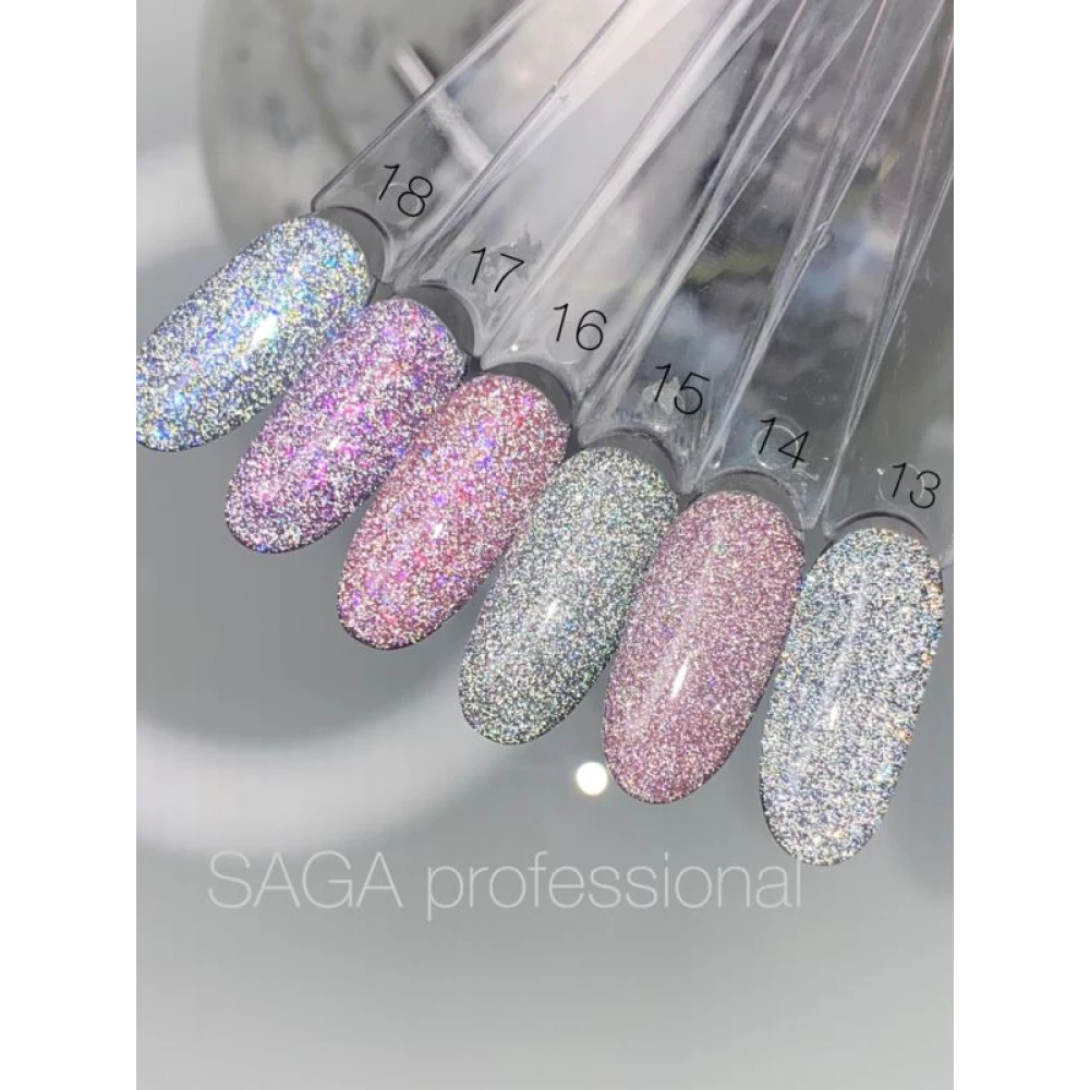 SAGA professional Гель-лак Fiery gel 14 (нежно-розовый с микроблеском, светоотражающий), 9 мл