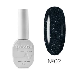 SAGA professional Гель-лак Fiery gel 02 (черный с микроблеском, светоотражающий), 10 мл SAGA professional Гель-лак Fiery gel 02 (черный с микроблеском, светоотражающий), 10 мл