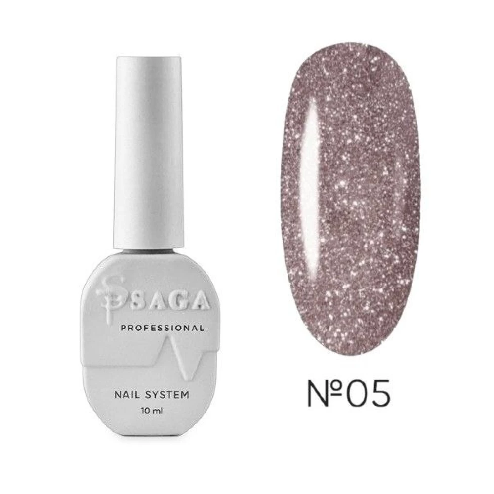 SAGA professional Гель-лак Fiery gel 5 (бежево-лиловый с микроблеском, светоотражающий), 10 мл