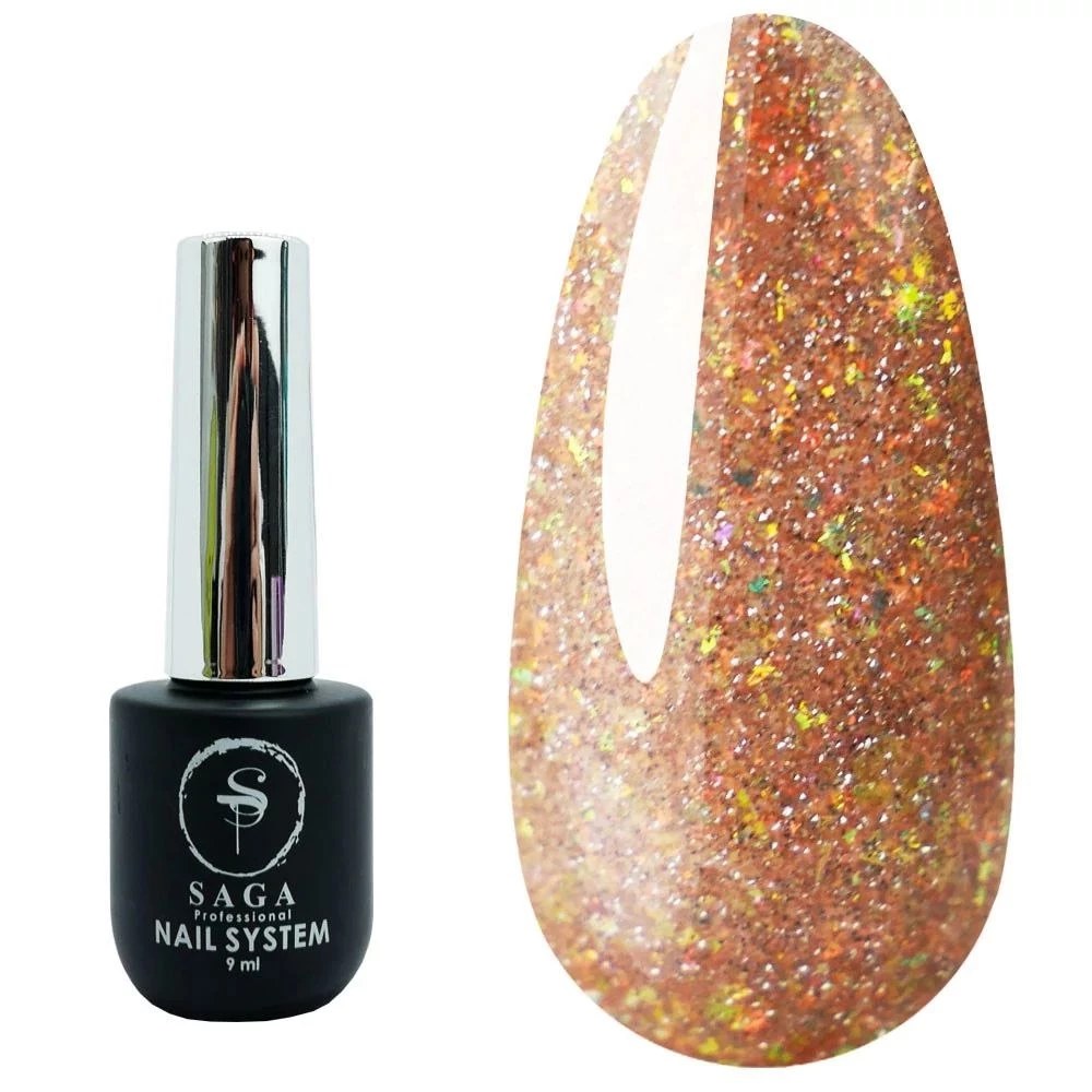 SAGA professional Гель-лак Fiery gel 20 (бежево-золотистый с микроблеском, светоотражающий), 9 мл