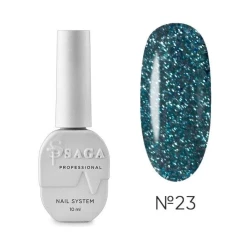 SAGA professional Гель-лак Fiery gel 23 (темно-бирюзовый с микроблеском, светоотражающий), 10 мл