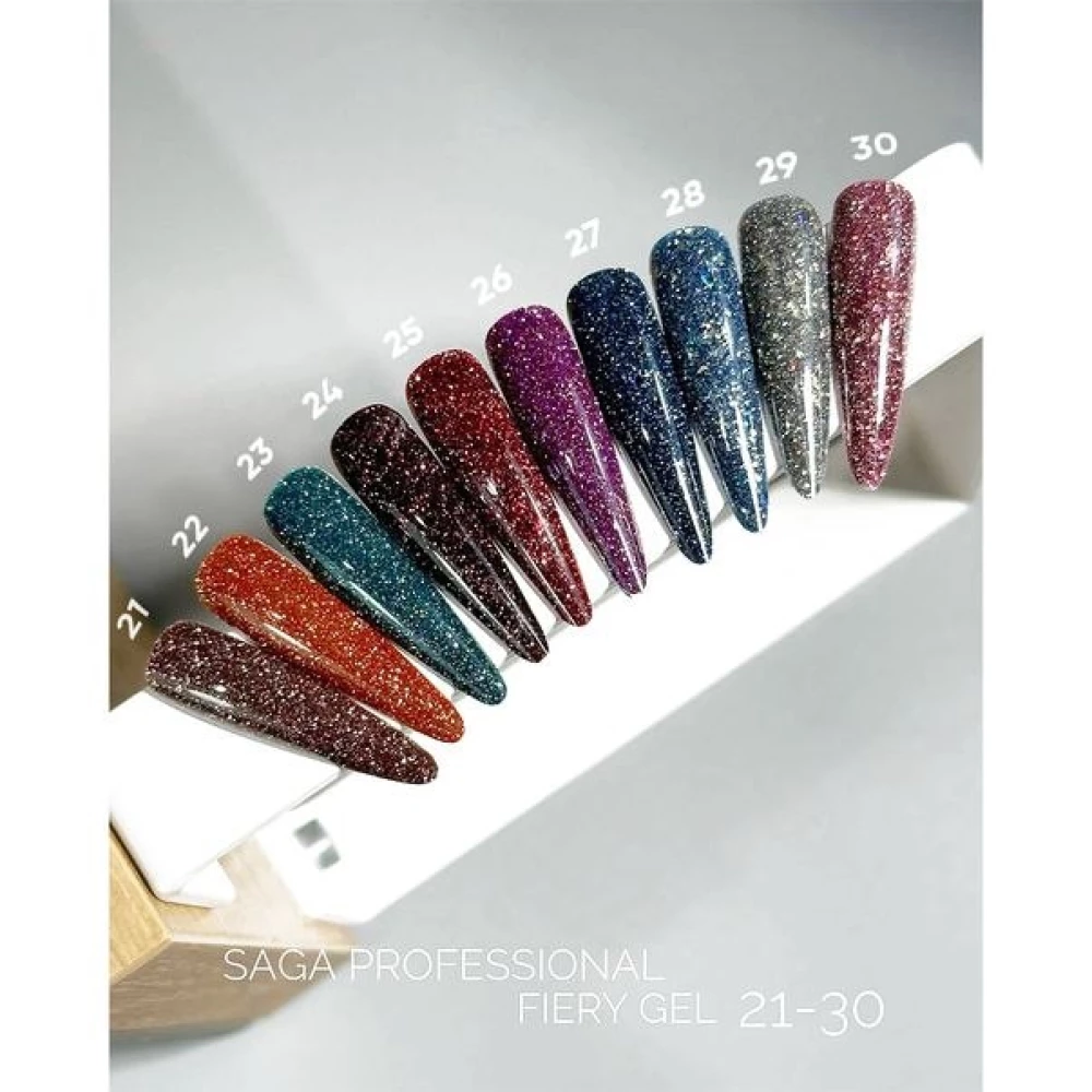SAGA professional Гель-лак Fiery gel 26 (фиолетовый с микроблеском, светоотражающий), 9 мл