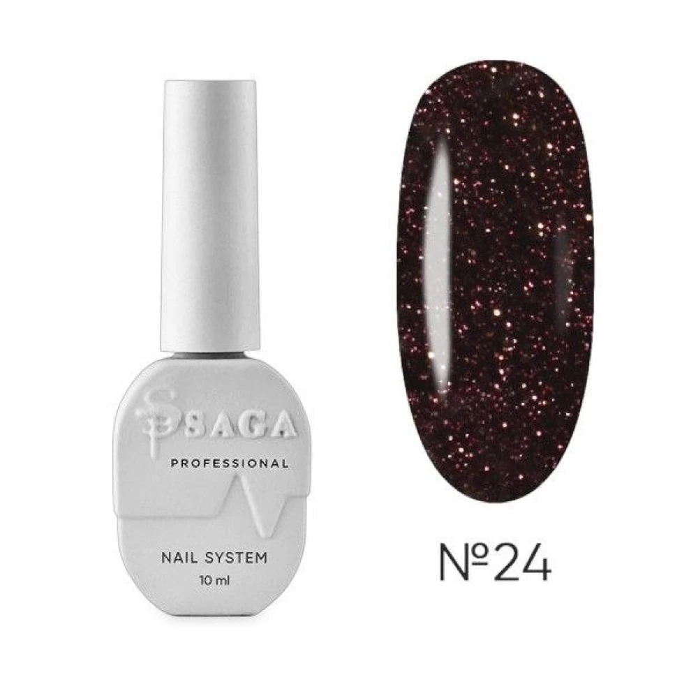 SAGA professional Гель-лак Fiery gel 24 (бордовый с микроблеском, светоотражающий), 10 мл