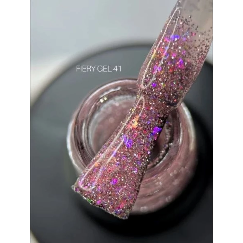 SAGA professional Гель-лак Fiery gel 41 (нежно-розовый с микроблеском и блестками, светоотражающий), 10 мл