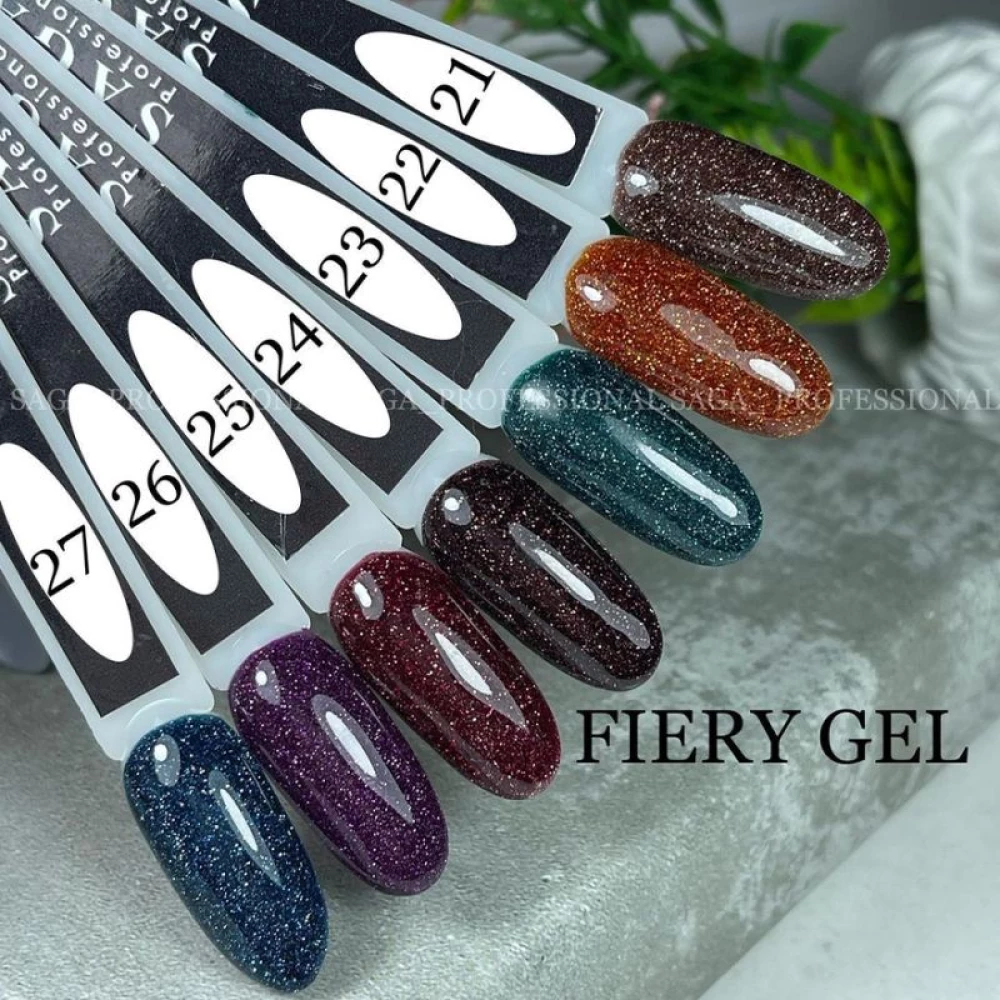 SAGA professional Гель-лак Fiery gel 21 (шоколадный с микроблеском, светоотражающий), 10 мл