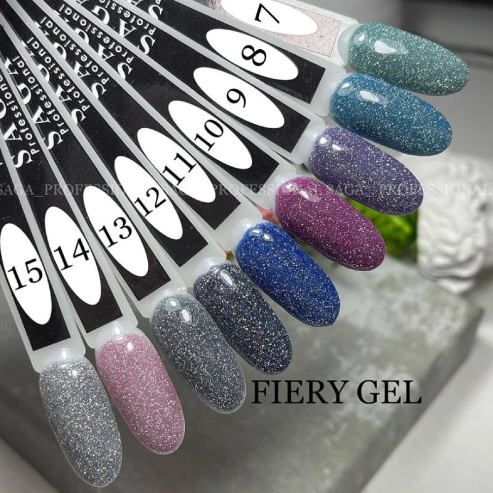 SAGA professional Гель-лак Fiery gel 14 (нежно-розовый с микроблеском, светоотражающий), 9 мл
