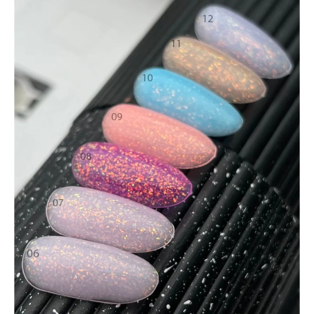 Гель SAGA professional Builder Gel magic №10 (блакитний з різнобарвною поталлю),15 мл