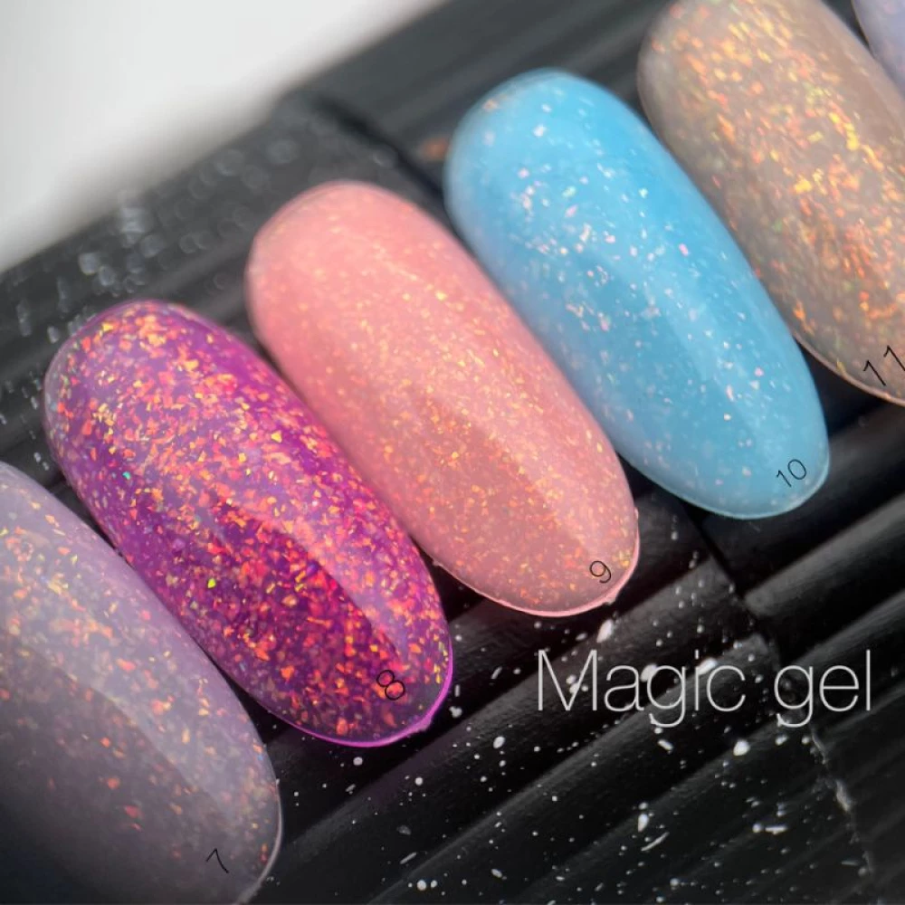 Гель SAGA professional Builder Gel magic №10 (блакитний з різнобарвною поталлю),15 мл