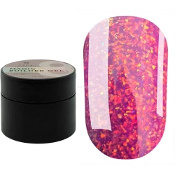 Гель SAGA professional Builder Gel magic №8 (рожевий з різнобарвною поталлю),15 мл