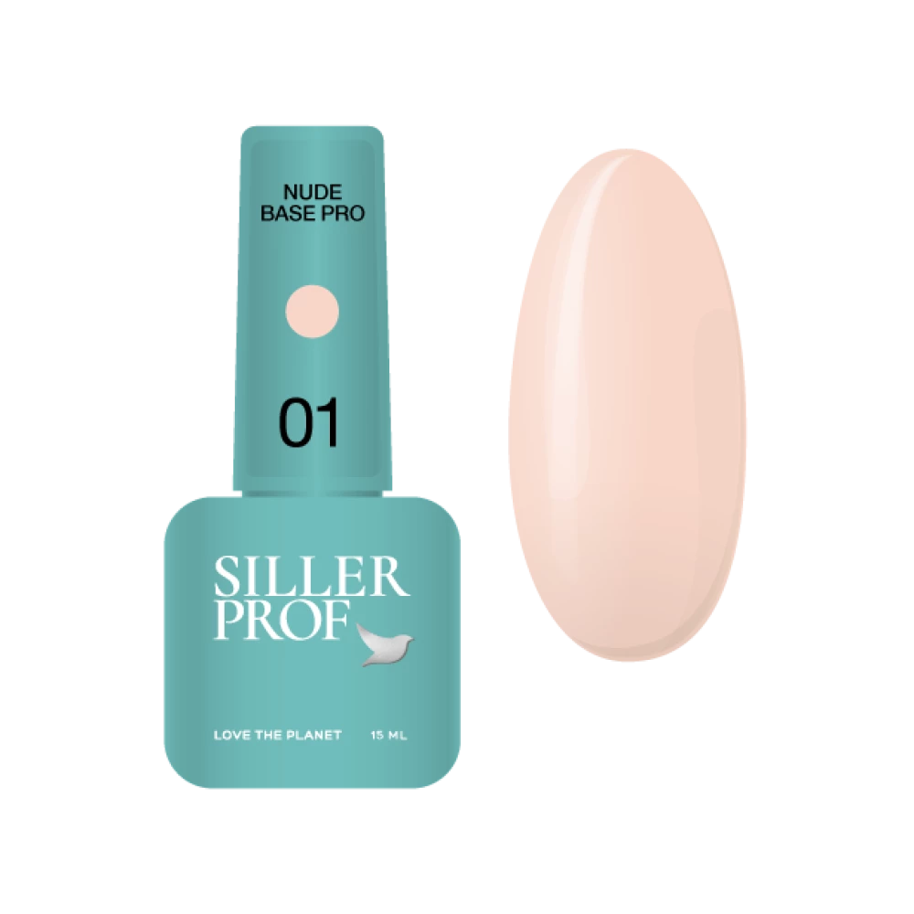 Siller Nude Base Pro №1 – камуфлююча кольорова база (ніжно-персиковий), 15мл