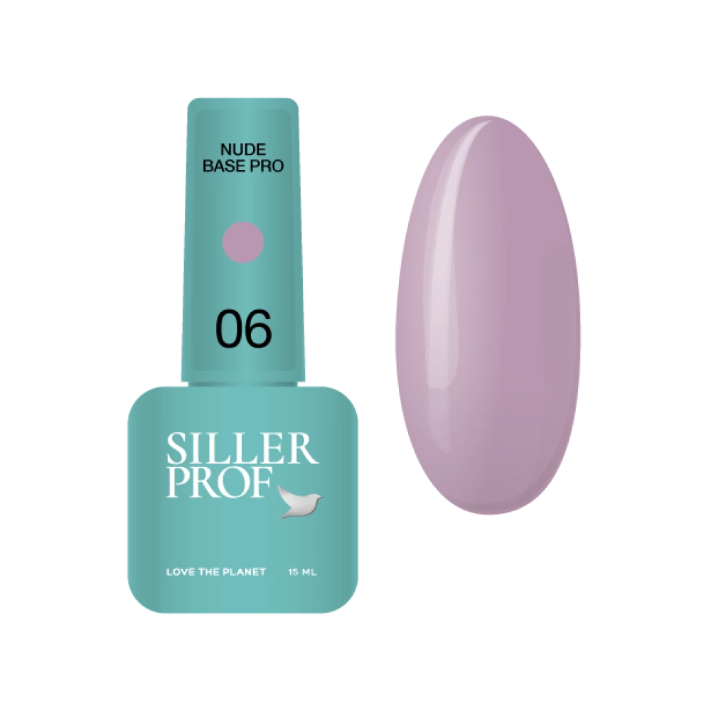 Siller Nude Base Pro №6 – камуфлирующая цветная база (пыльно-сиреневый), 15 мл