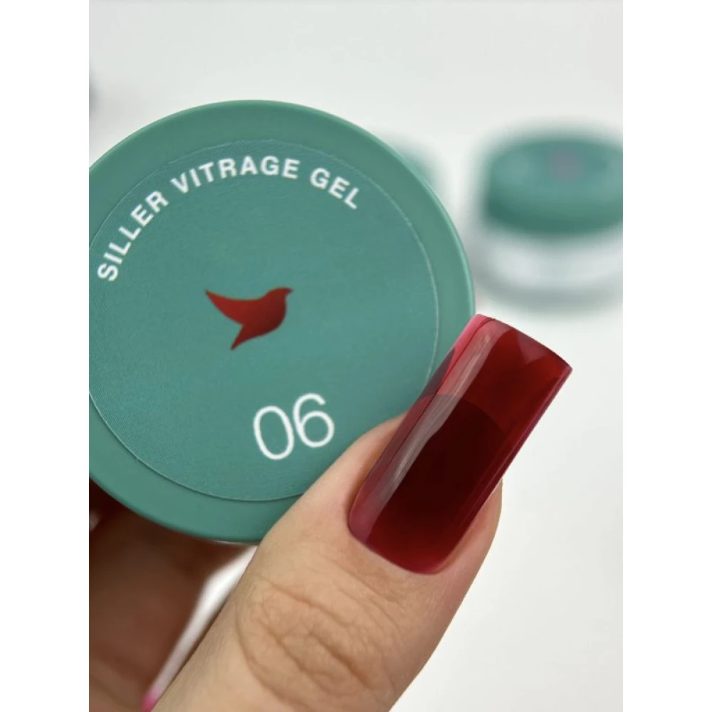 Гель для нігтів Vitrage №06 Siller (бордовий, червоний), 15 мл