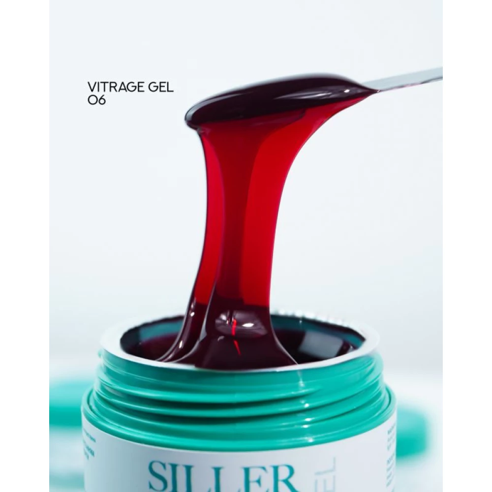 Гель для нігтів Vitrage №06 Siller (бордовий, червоний), 15 мл