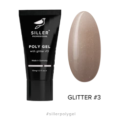 Полігель із глітером Siller Poly Gel with glitter №3 - (золотий пісок), 30мл