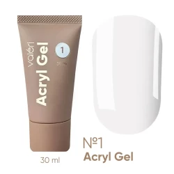 Акрил-гель Acryl Gel Valeri №1 Білий, 30 мл