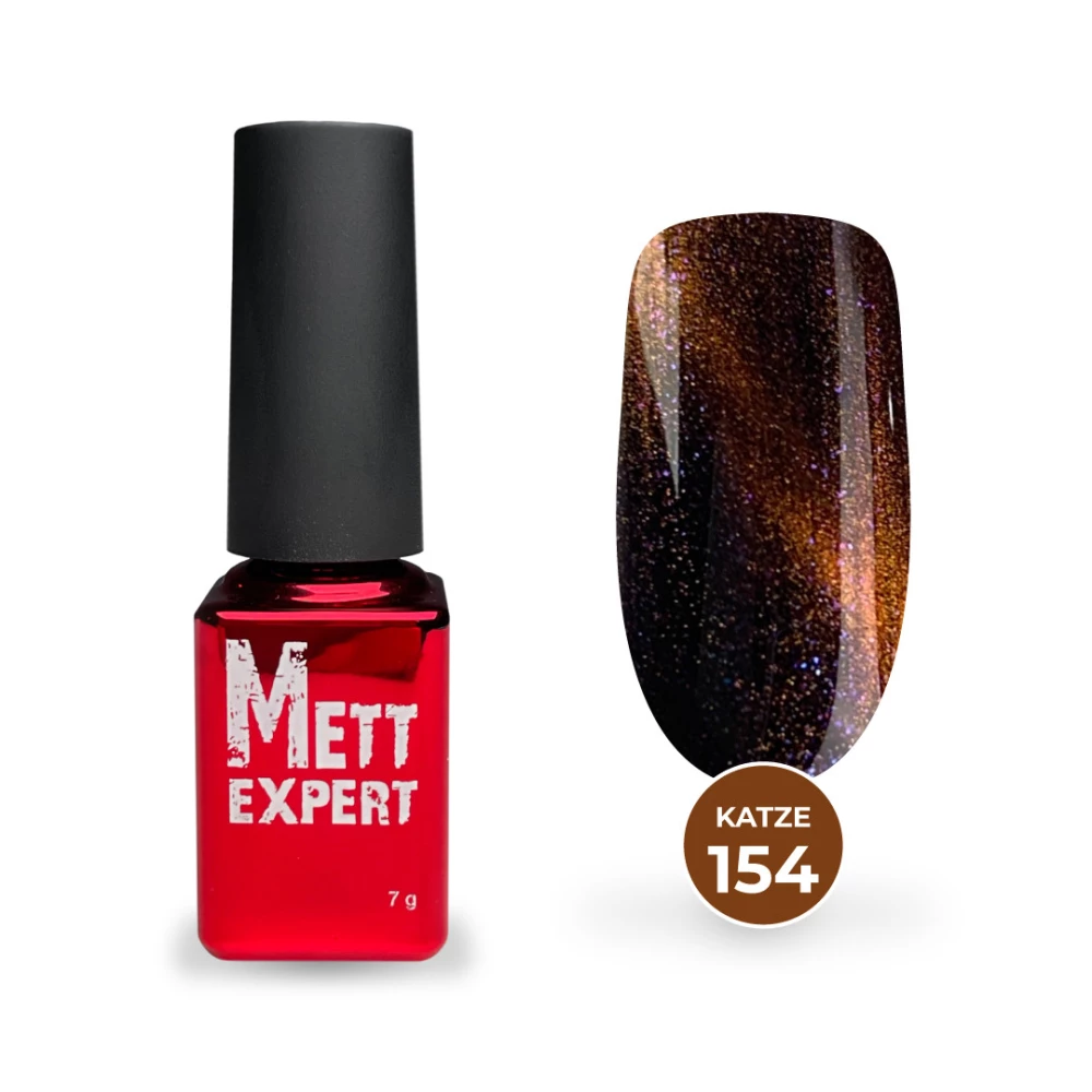 Гель-лак Mett Expert Котяче око Katze №154 Червоно-фіолетовий з блискітками 7 г