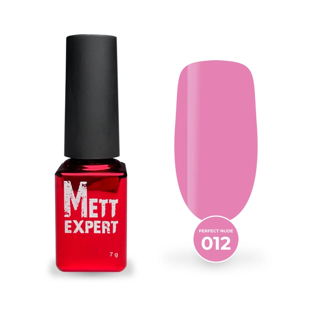 Гель-лак Mett Expert Perfect nude №012 Бузково-рожевий з дрібним шиммером 7 г