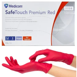 Нітрилові рукавички Medicom SafeTouch Red, розмір M, червоні 4,0 гр, 100 шт