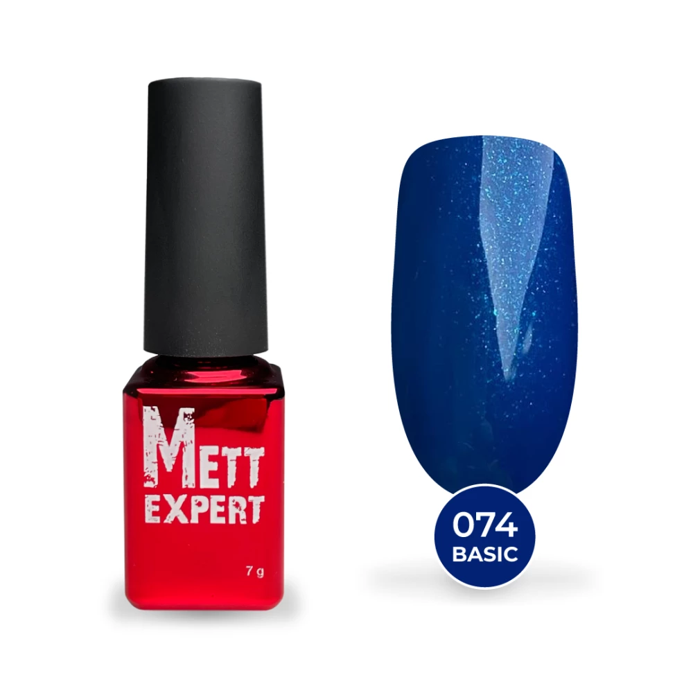 Гель-лак Mett Expert №074 Синій з мікро блискітками 7 г