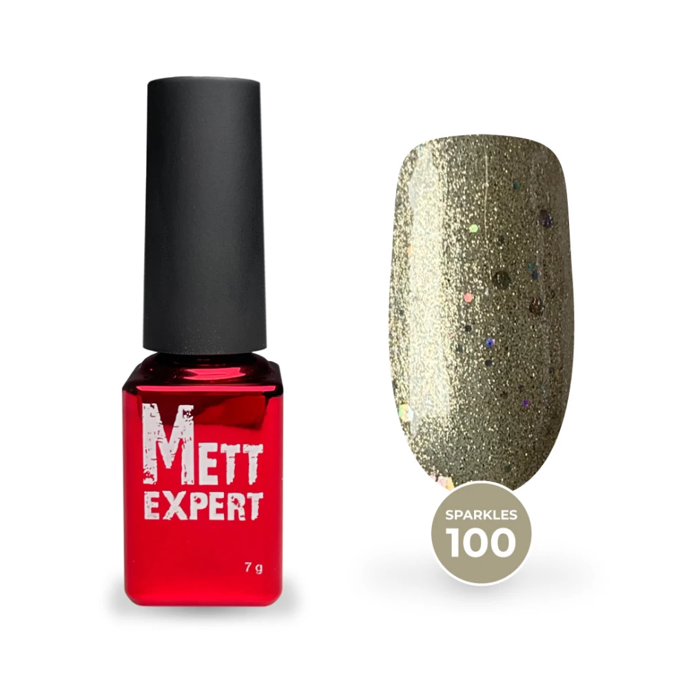 Гель-лак Mett Expert Sparkles collection №100 Шампань с голографическим глиттером 7 г