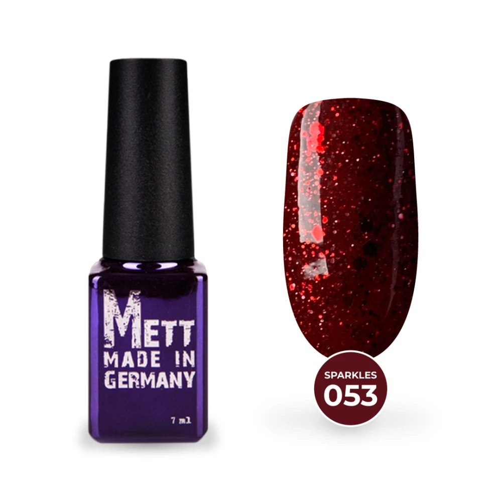 Гель-лак Mett Expert Sparkles collection №053 Красный с блестками и глиттером 7 г