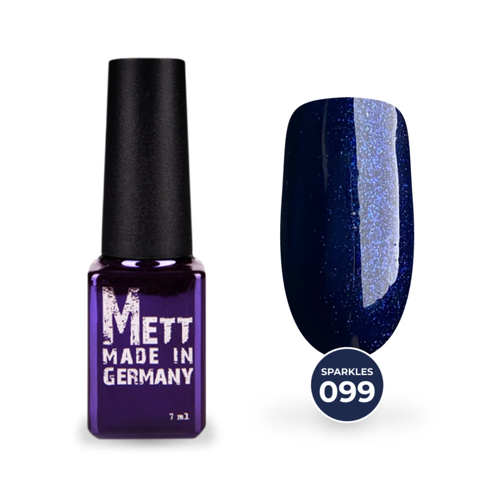 Гель-лак Mett Expert Sparkles collection №099 Темно-синій із синім шиммером 7 г