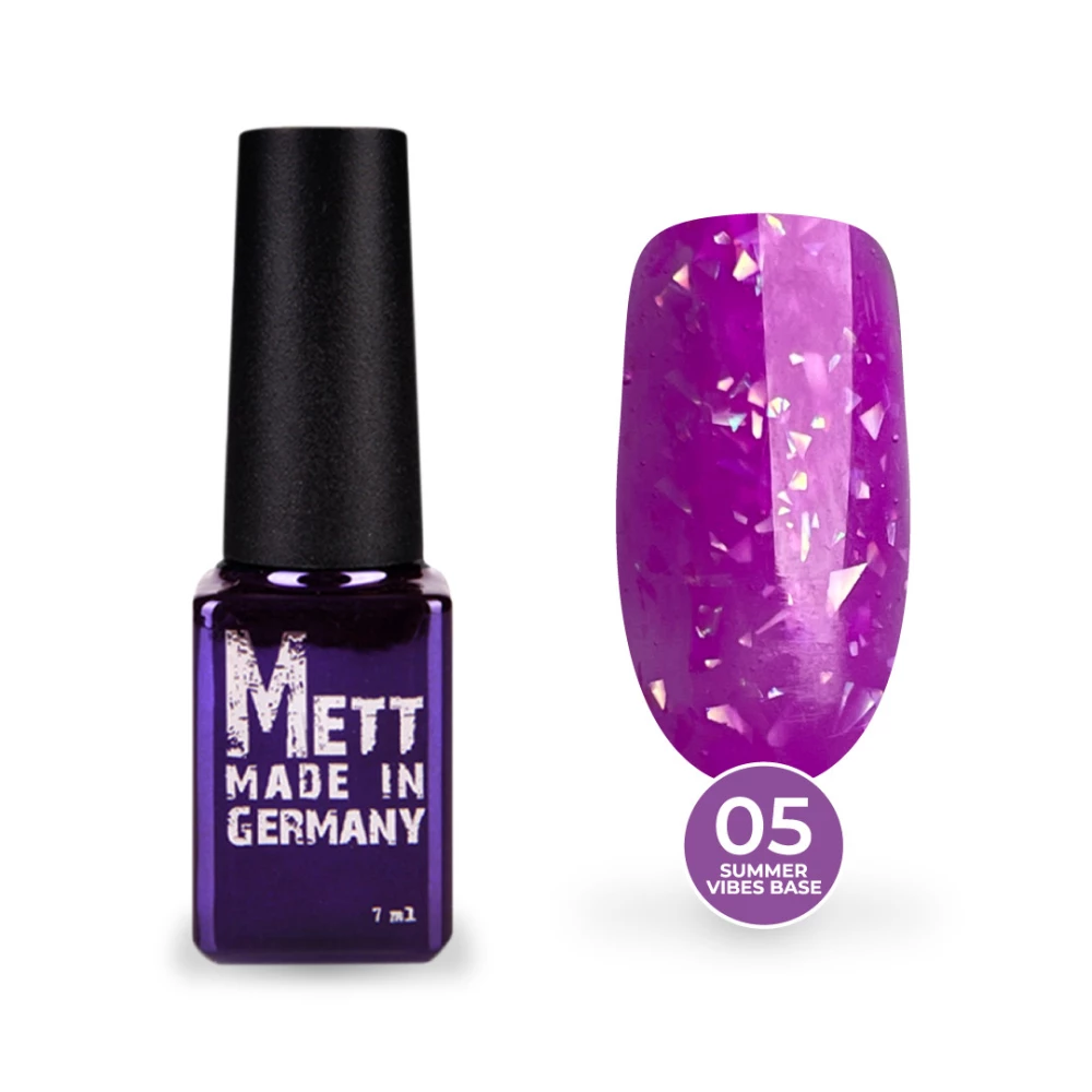Цветная база Mett Expert Summer vibes base №05 Grape Purple Фиолетовая с серебряной поталью 7 г