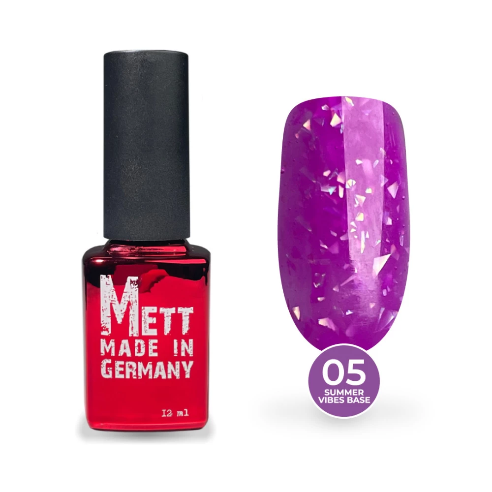Цветная база Mett Expert Summer vibes base №05 Grape Purple Фиолетовая с серебряной поталью 12 г
