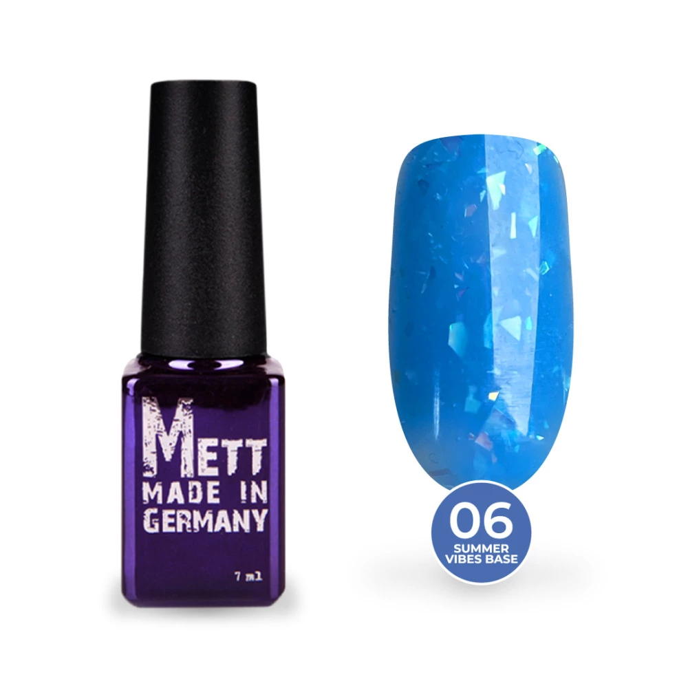 Цветная база Mett Expert Summer vibes base №06 Sea Blue Синяя с серебряной поталью 7 г