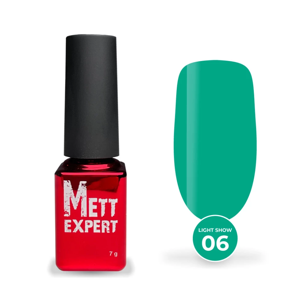 Гель-лак Mett Expert Neon LIGHT SHOW №06 Нефритово-зелений 7 г