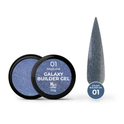 Светоотражающий гель для наращивания Mett Expert Galaxy Builder gel №01 Neptune Васильковый 30 г