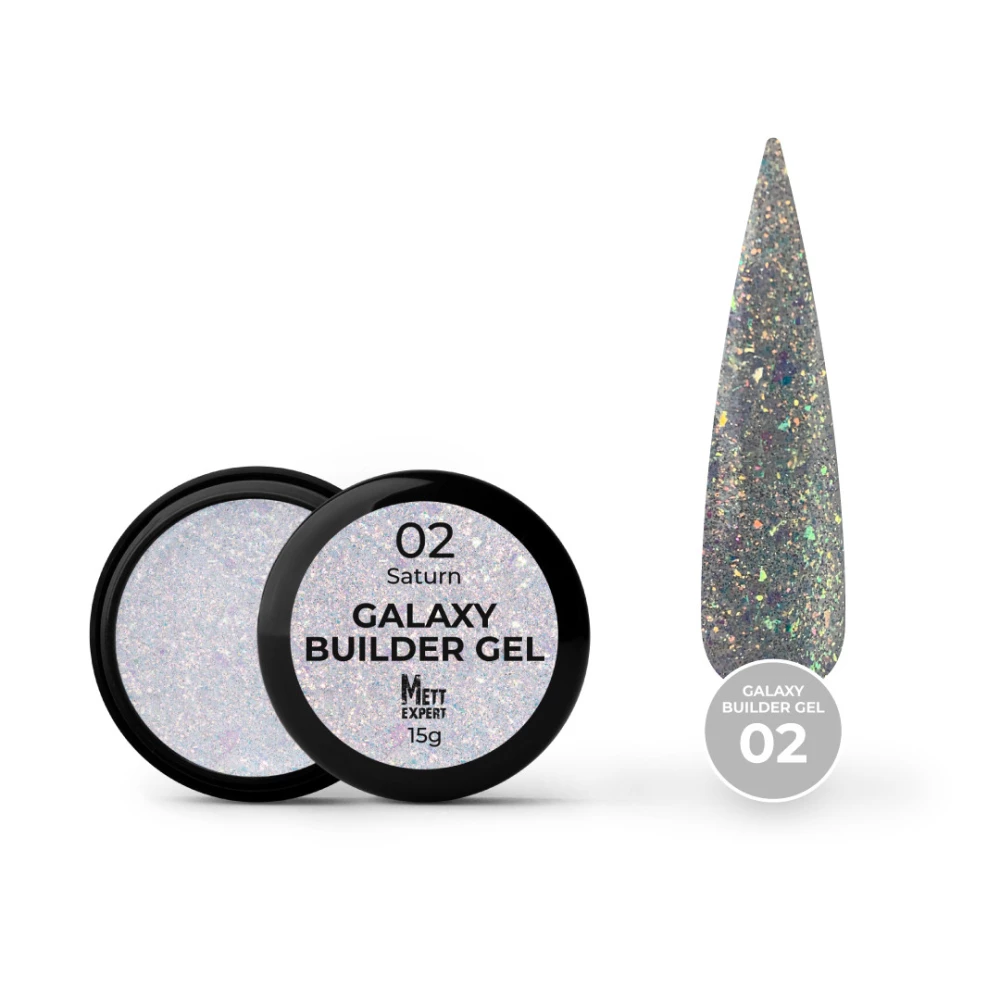 Светоотражающий гель для наращивания Mett Expert Galaxy Builder gel №02 Saturn Опаловый 15 г