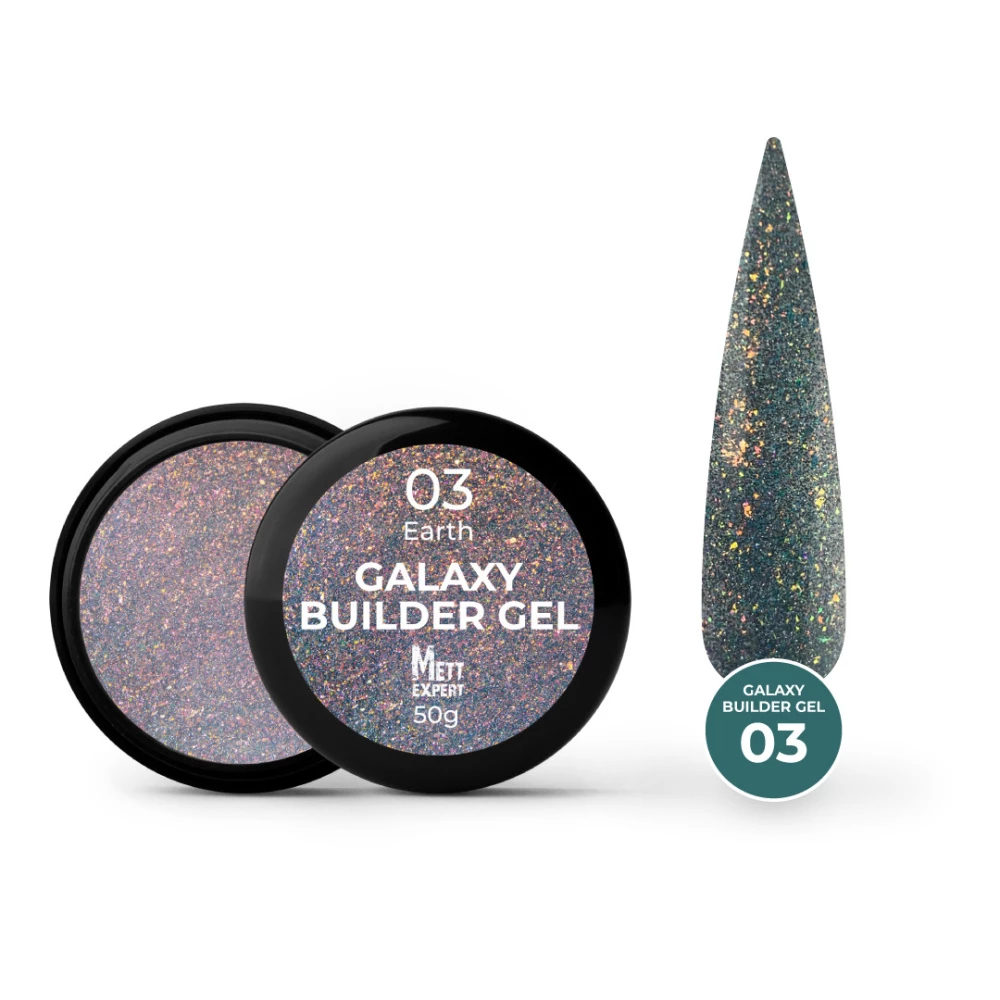 Светоотражающий гель для наращивания Mett Expert Galaxy Builder gel №03 Earth Серый 50 г
