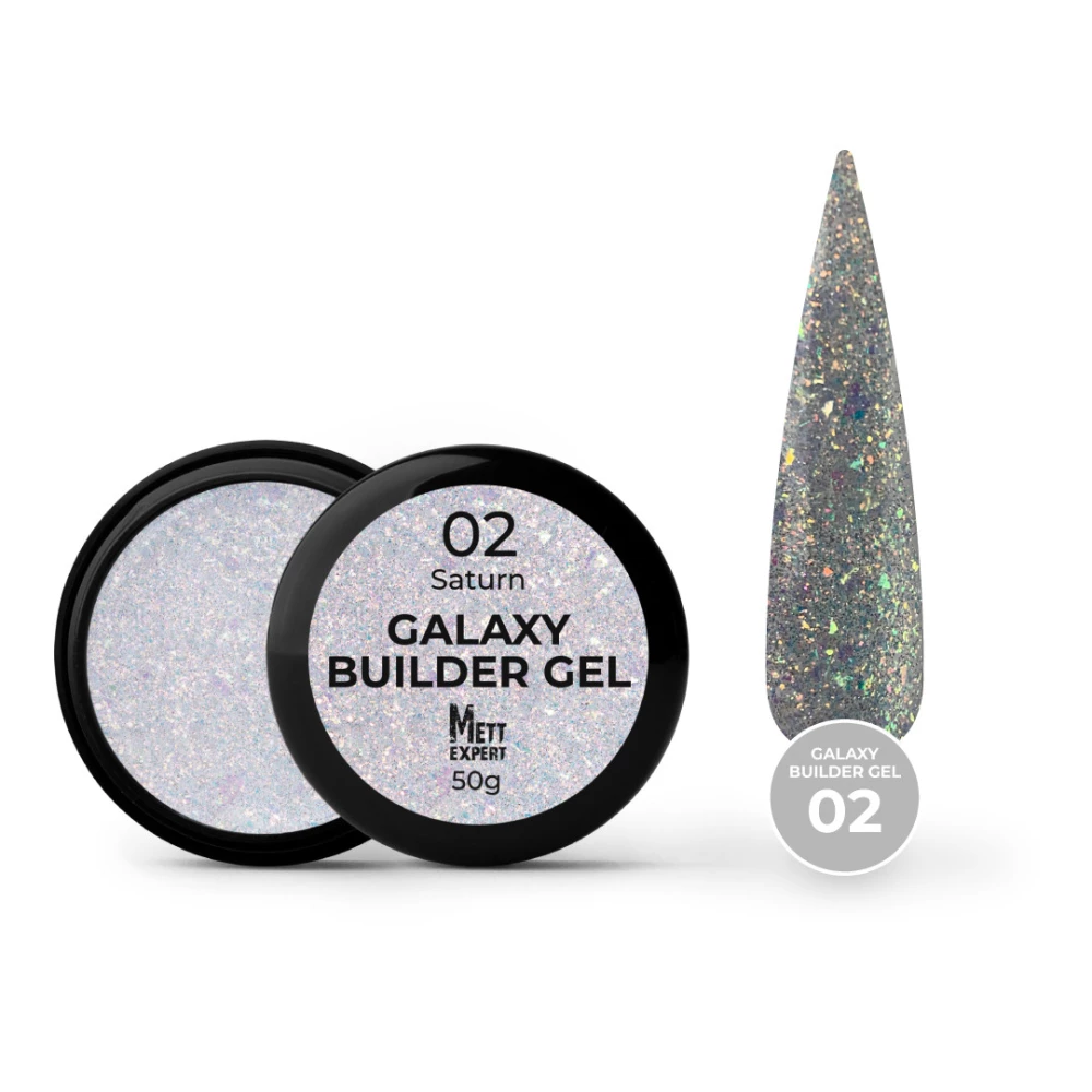 Світловідбивний гель для нарощування Mett Expert Galaxy Builder gel №02 Saturn Опаловий 50 г