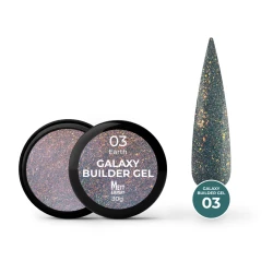 Світловідбивний гель для нарощування Mett Expert Galaxy Builder gel №03 Earth Хвойно-помаранчевий 30 г