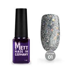 Гель-лак Mett Expert Glitter №01 Серебристо-оранжевый 7 г