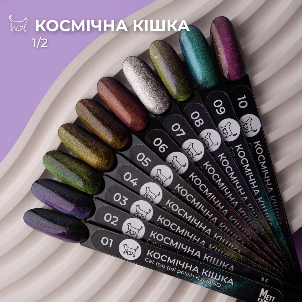 Гель-лак Mett Expert Katze 5D №02 Бірюзово-чорний 7 г